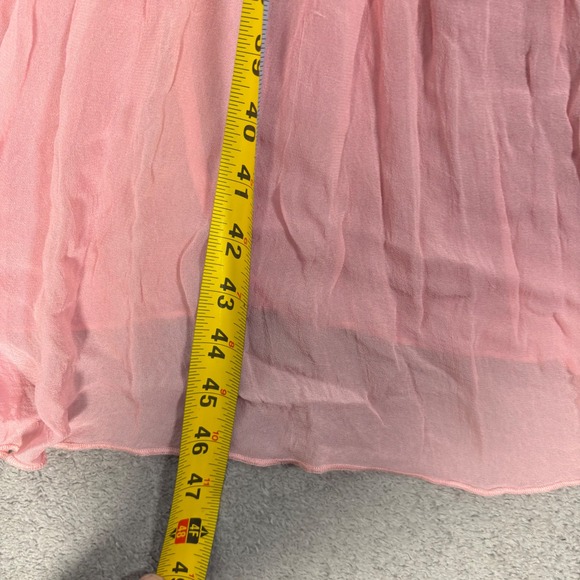 Sundance Maxi Dress Size L Pink Sheer Smocked Empire Waist Overlay Flowy Boho - Picture 11 of 14